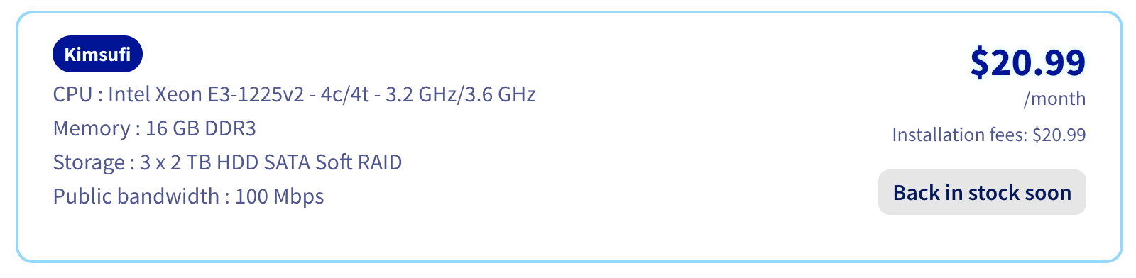 OVH offer